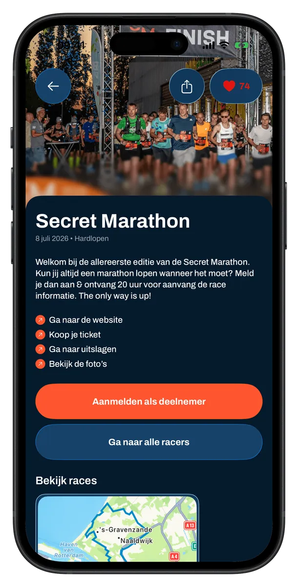 Schermafbeelding van de Race With Me app